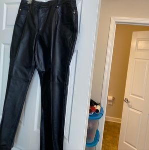 Newport News Jeanology Collection Lined Black Leather Pants Size 18